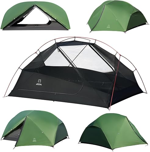 ATEPA Ultralight ious Interior 2 Person Camping Tent, 4000MM+ Waterproof Backpacking Double Layer Backpacking Hiking & Camping Tent, Nylon