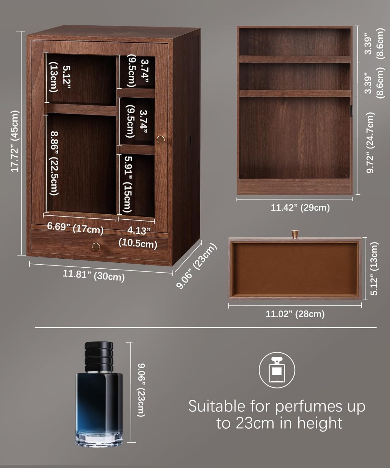 Homde Cologne Storage Organizer with Drawer - Men's Cologne Holder - Stylish Display Box for Home Bathroom