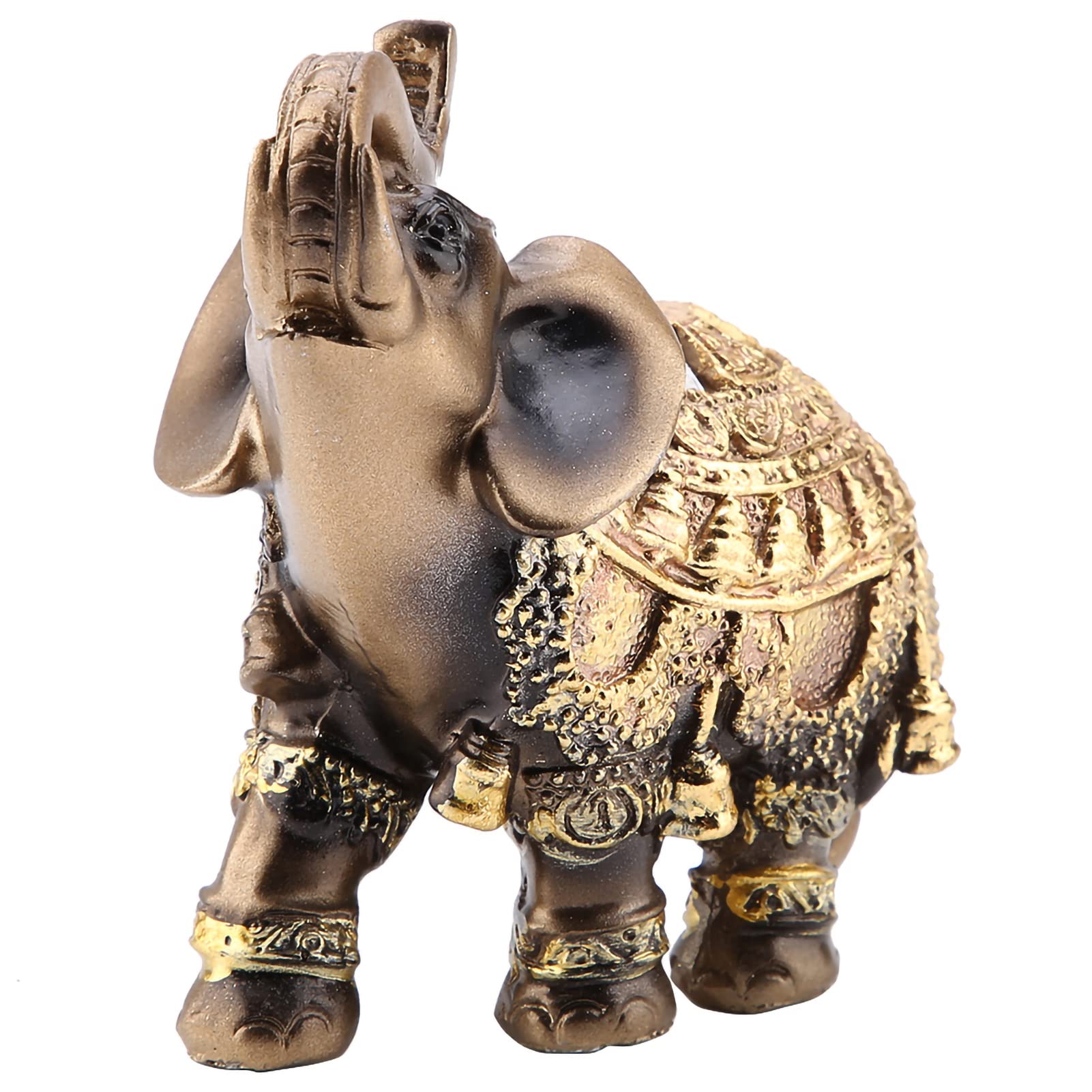 Hztyyier Golden Feng Shui Elephant Statue 10X4.5x10cm Collectible Wealth Lucky Elephant Figurine Perfect For Home Office Decoration Gift(Medium)