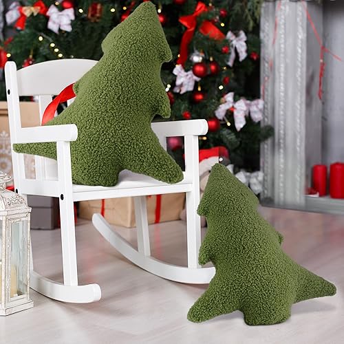 Miniatura 2 de 3 almohadas decorativas para árbol de Navidad, almohada decorativa con forma de árbol de Navidad, cojín suave en forma de planta 3D para decoración