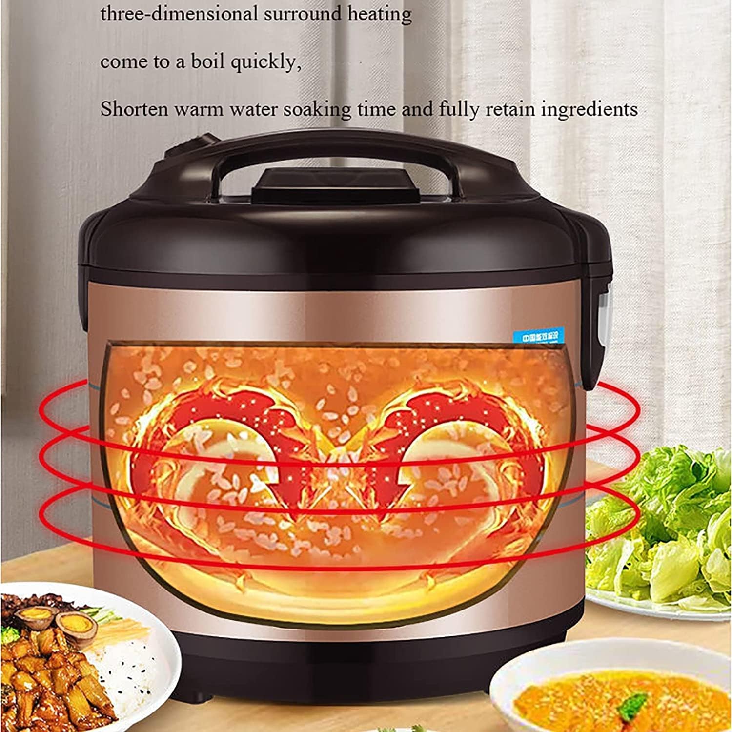 Rice Cooker, Household Multi-Function Cooking Rice Cooker, for 1-8 People, ntelligent Insulation and 24H Reservation (5L) ()