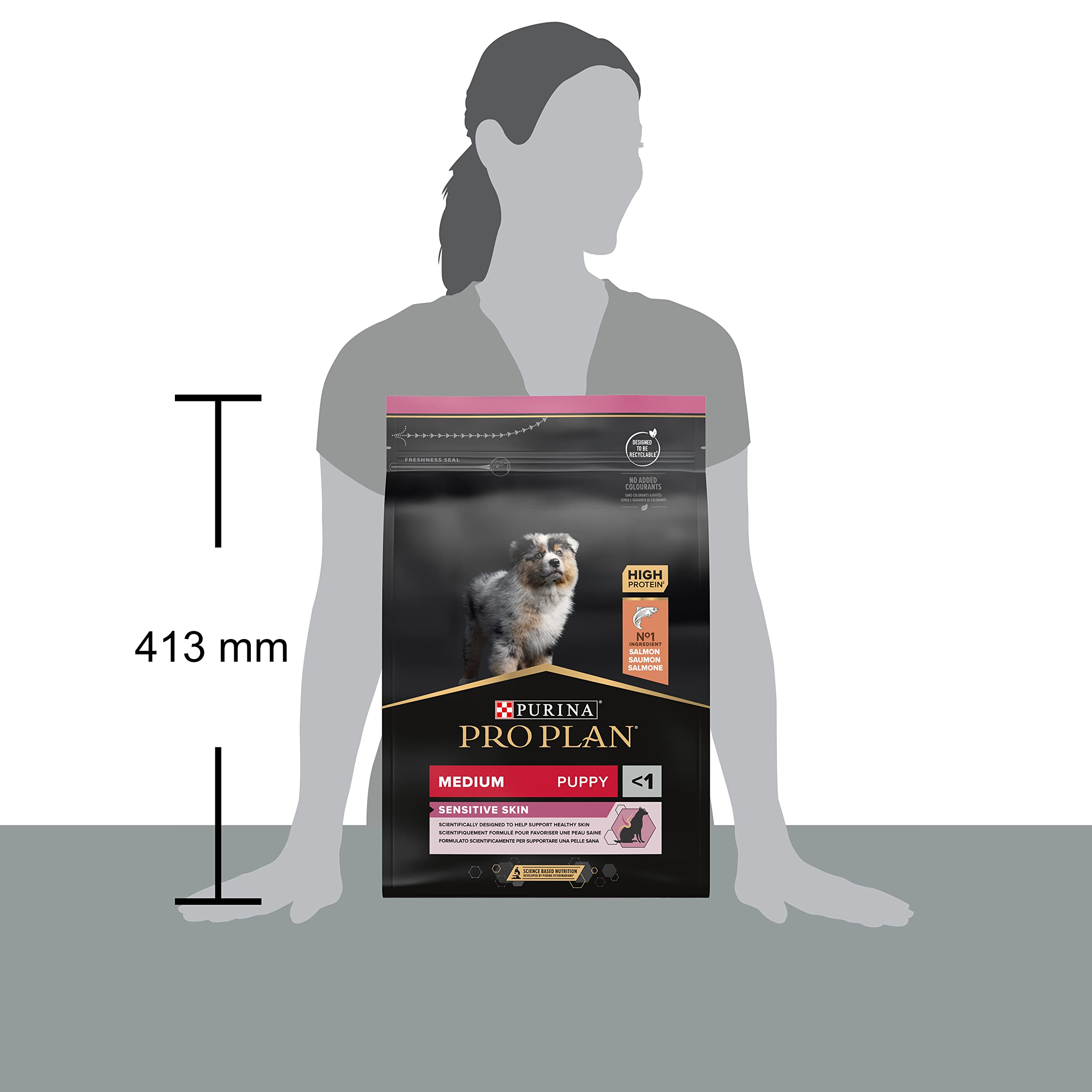 Pro Plan Medium Puppy Sensitive Skin, Welpenfutter trocken, reich an Lachs, 2er Pack (1 x 3 kg)