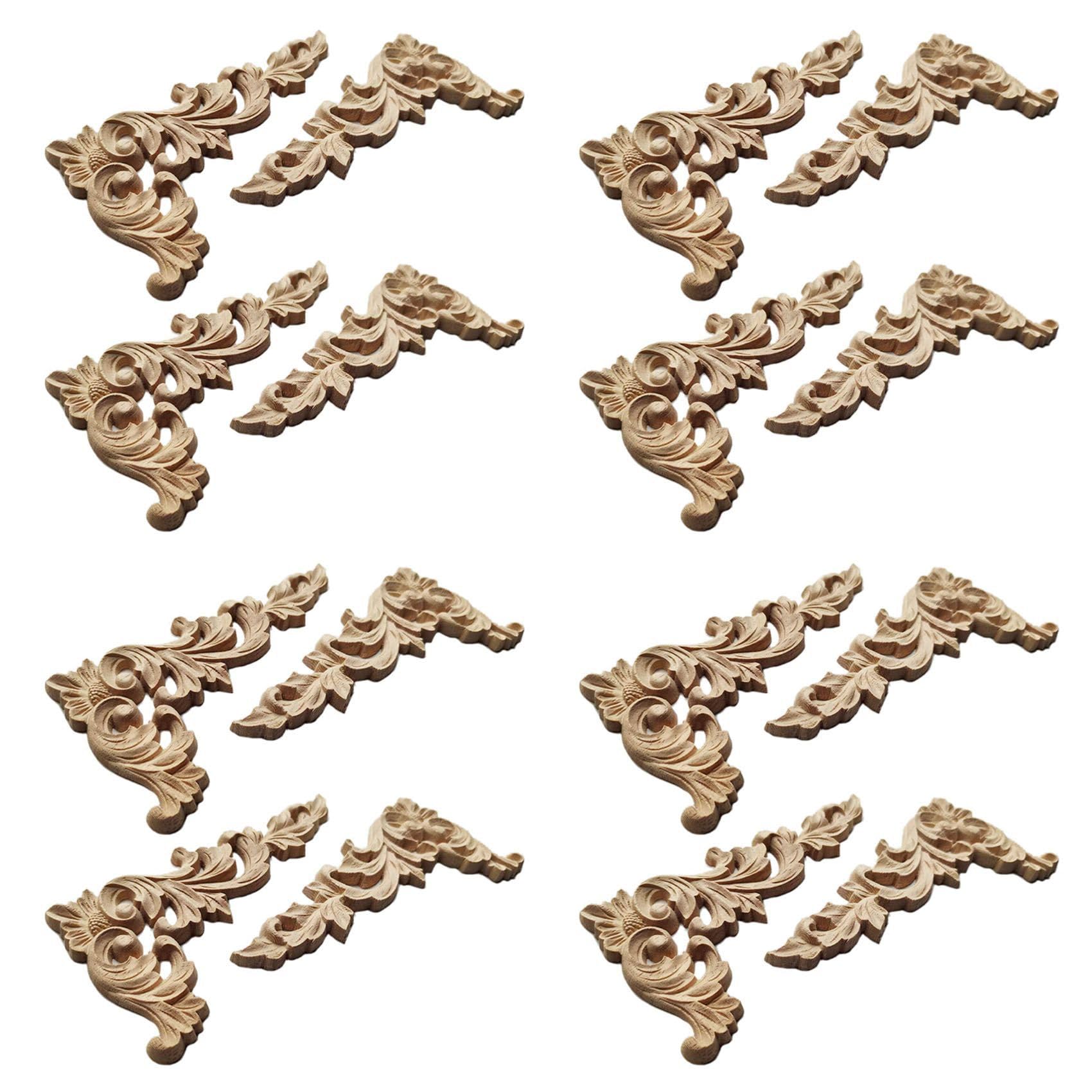 Vjsujehgy 16Pcs Wood Carved Corner Onlay Applique Unpainted Frame Cupboard Cabinet Decal for Decoration A