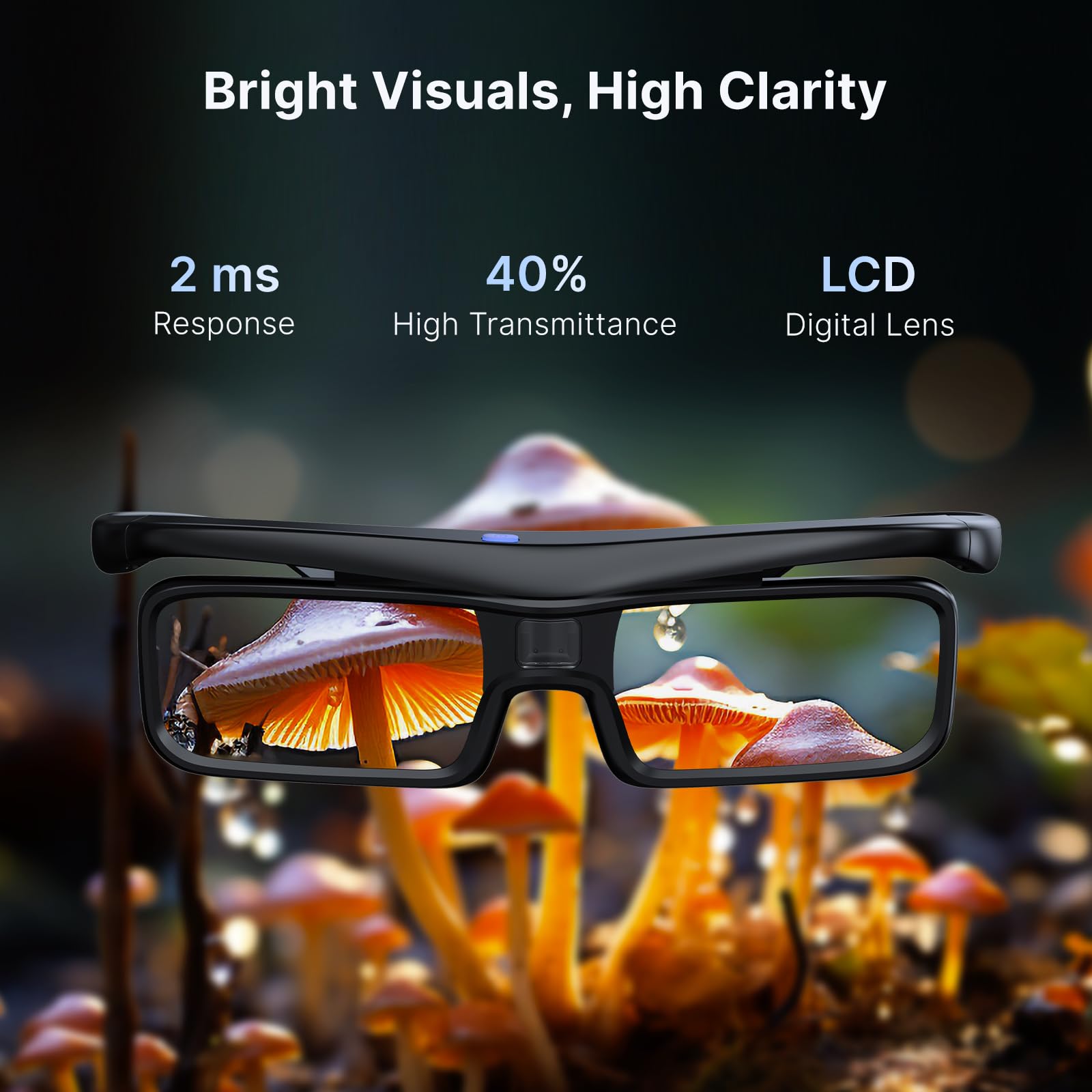 NexiGo DLP Link okulary 3D, możliwość ponownego ładowania, aktywne okulary z migawką 3D, kompatybilne z projektorami 3D Aurora, Aurora Pro, TriVision Ultra, Nova Mini i innymi projektorami DLP-Link