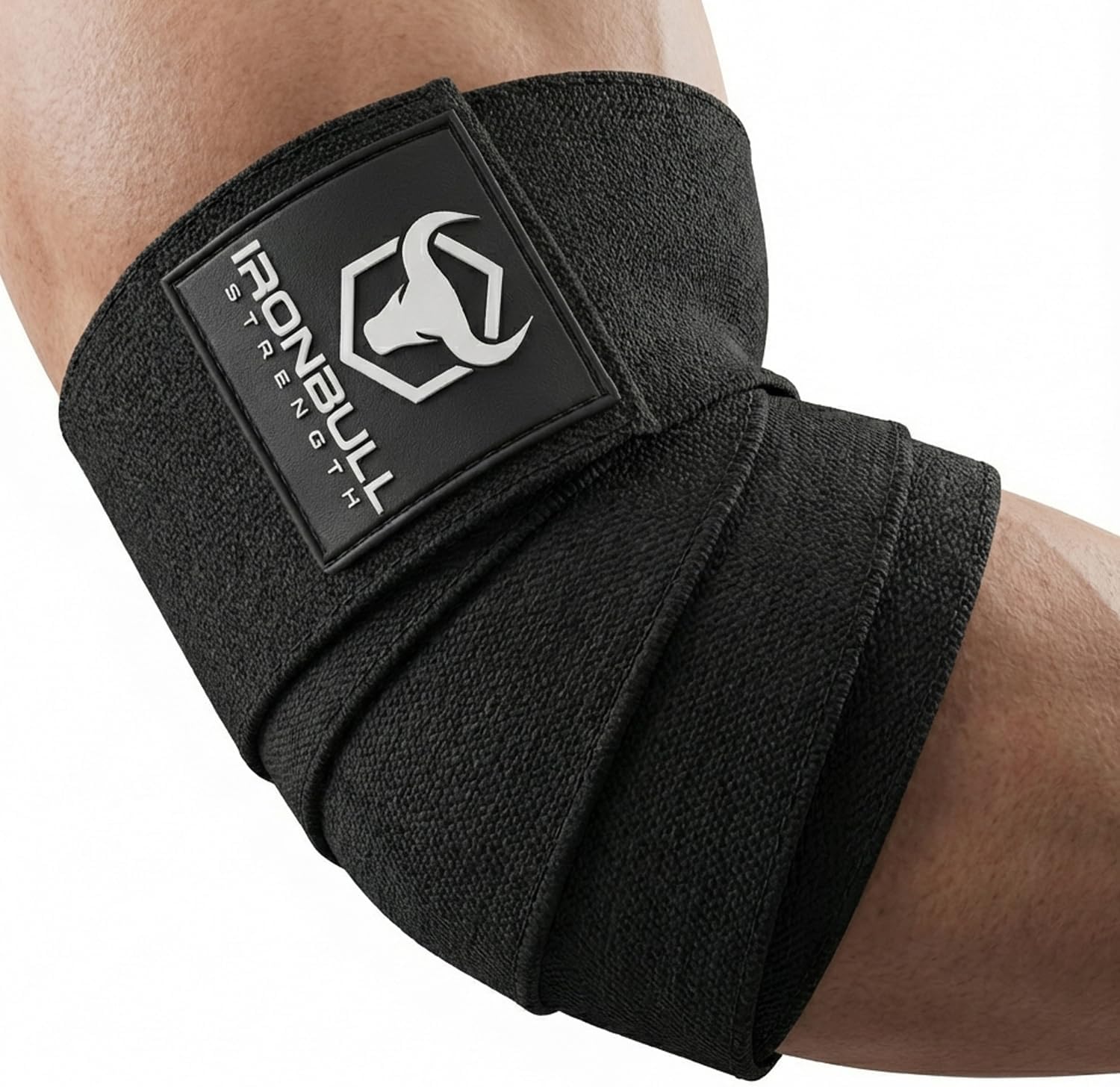 Elbow Wraps (1 Pair) - 40" Elastic Elbow Support & Compression - for Weightlifting, Powerlifting, Fitness, Cross Training & Gym Workout - Elbow Straps for Weight Lifting (Black)