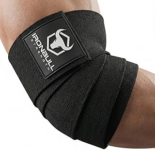 Iron Bull Strength Elbow Wraps (1 Pair) - 40" Elastic Elbow Support & Compression - for Weightlifting