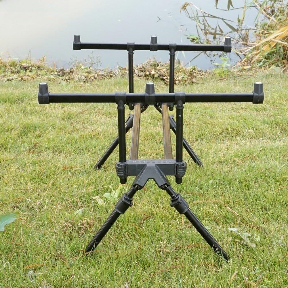 Soporte telescópico plegable para caña de pescar para pescadores de carpas construido con aleación de aluminio para un rendimiento ligero