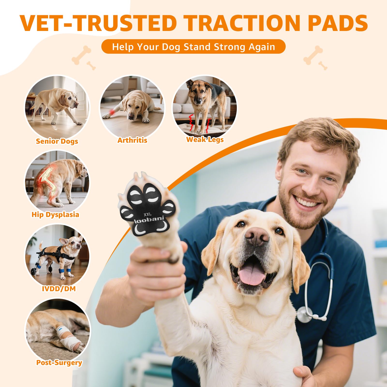 Almohadillas protectoras de patas de perro para perros mayores, almohadillas antideslizantes para dedos de perro con fuerte tracción para suelos de madera dura y suelos resbaladizos, zapatos de perro,