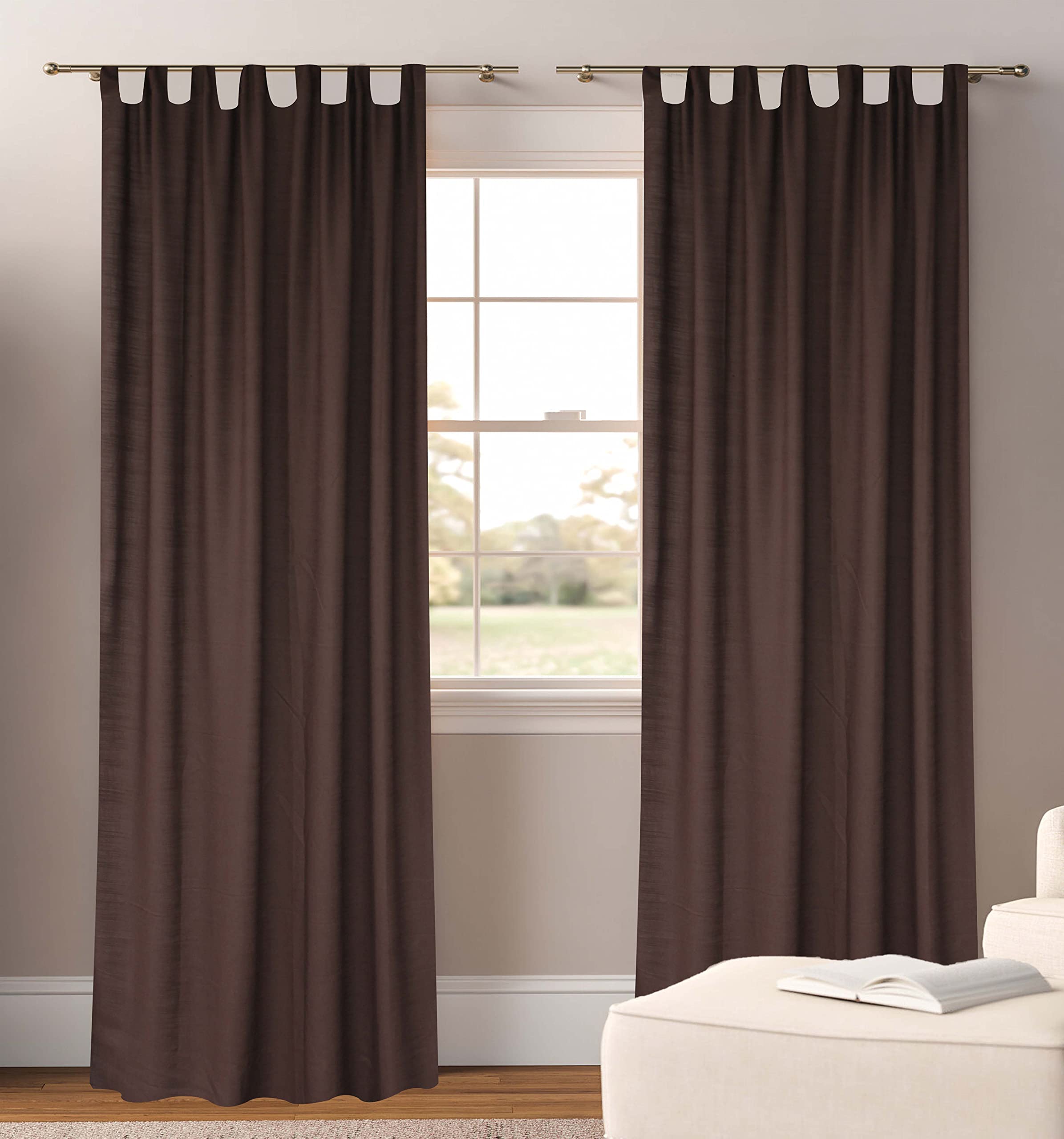 Dekor World 2 Piece Soild Sheer Summer Fun Colorful Cotton Brown Tab Top Curtain Set-110x150cm (4x5 Feet) Window Curtain-for Bedroom and Living Room (B09528NS8H) Amazon Price History, Amazon Price Tracker
