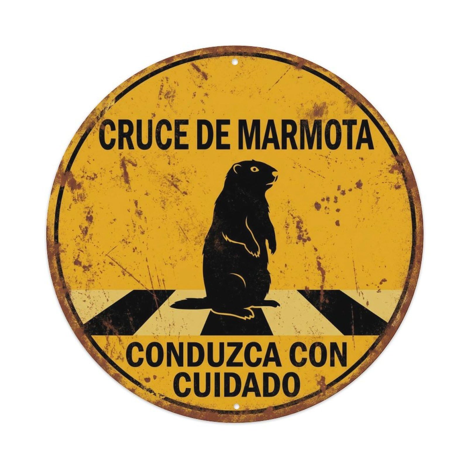 Groundhog Crossing Conduzca Cuidado Provincial Metal Tin Sign
