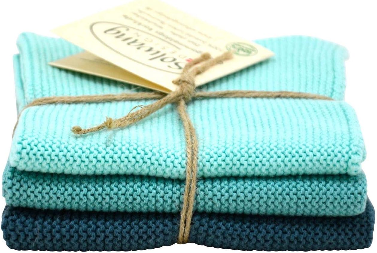 Solwang 3Piece Danish Cotton Dishcloths in 100 Certified