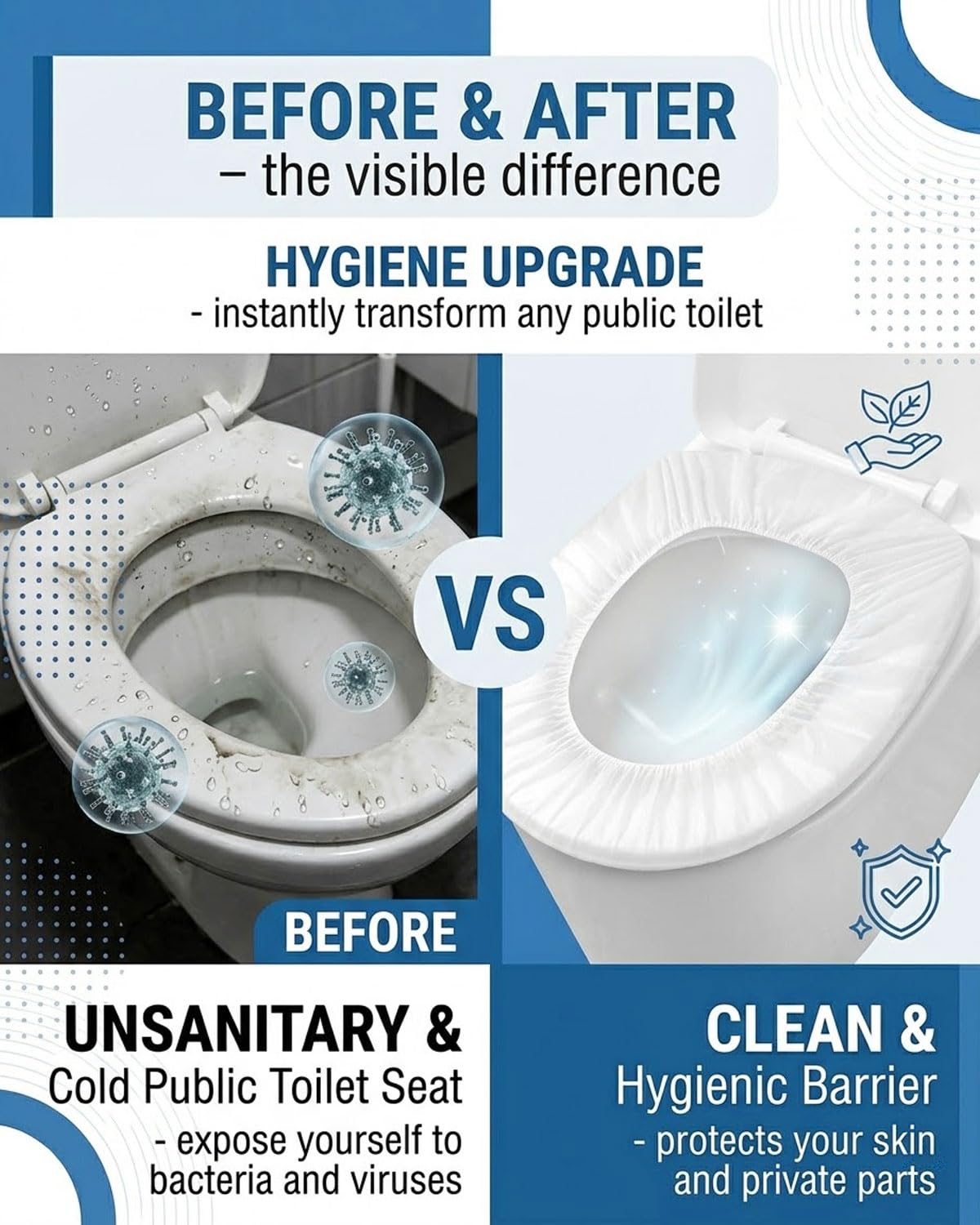 Copriwater USA e Getta Biodegradabili Impermeabili, Copri Tazza WC Monouso per Viaggi Campeggio