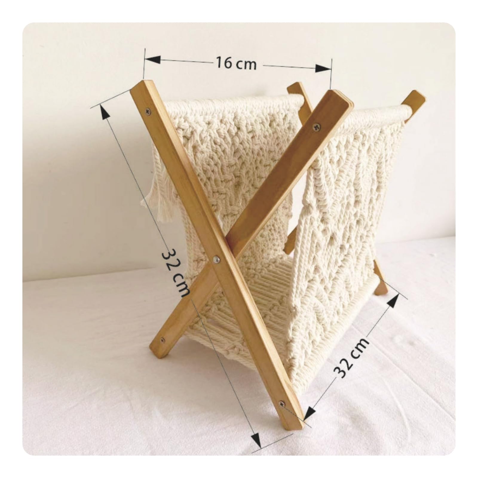 Stabil Zeitschriftenständer mit Makramee, Style to 1, 32 × 32 cm