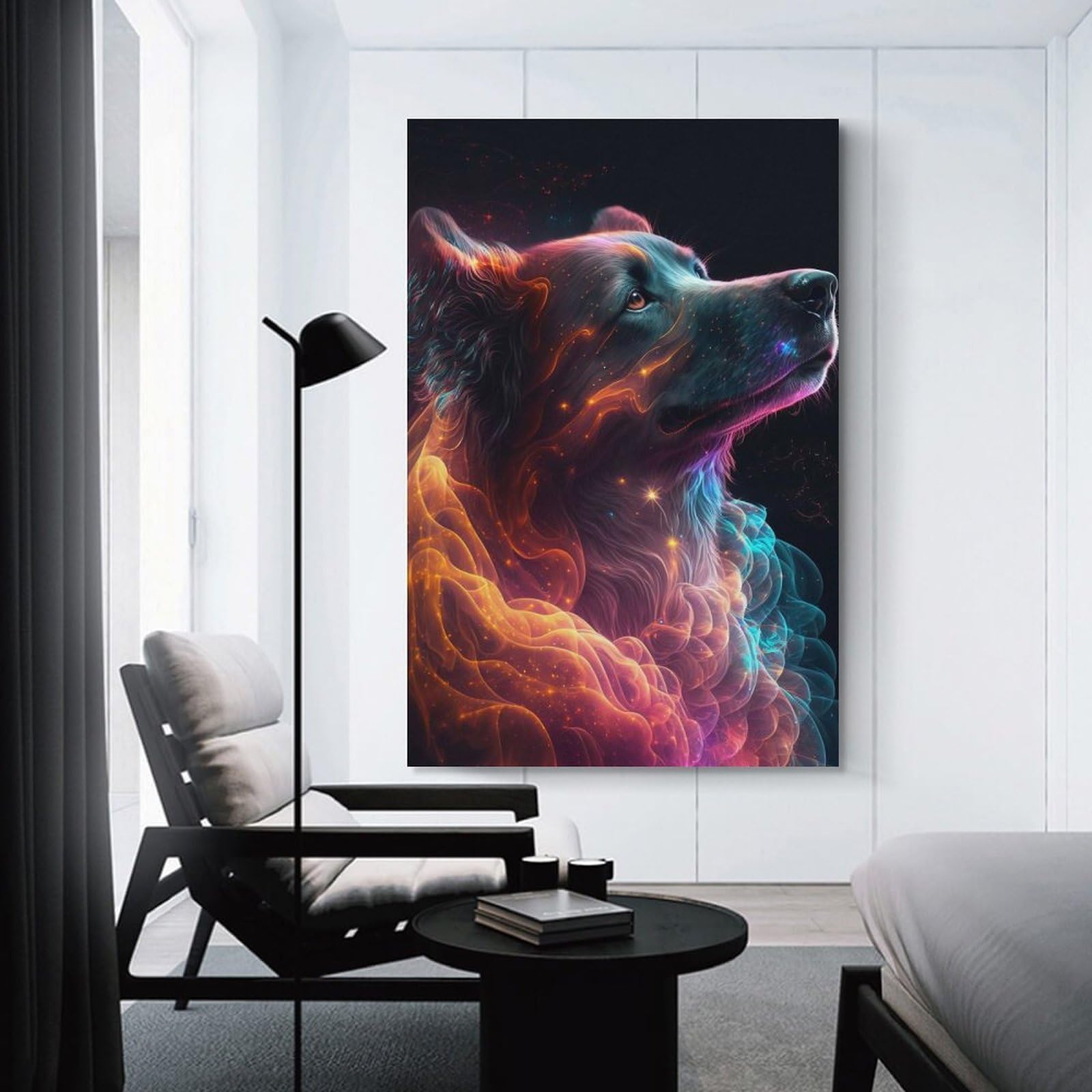 Junmoney Galaxy Dog Animal Canvas Wall Art, 24x36inch(60x90cm), for Living Room, Bedroom, Office Or Hallway, Versatile Wall Decor for Many Rooms