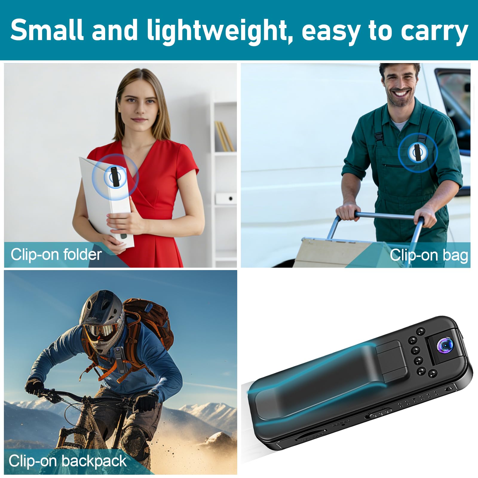 Bodycam Körperkamera Mini, 1080P Mini Action Cam mit 32 GB Speicherkarte, Body Cam mit Audio und Videoaufzeichnung, Nachtsicht POV Camera für Radfahren, Reisen, Sicherheit und Arbeit