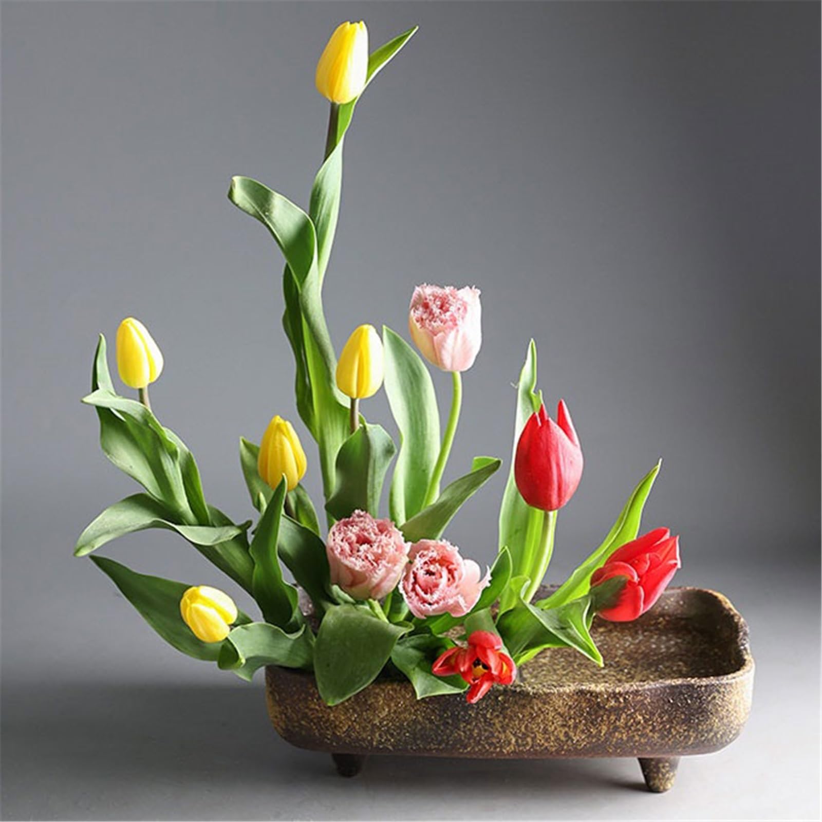 Bandeja decorativa rectangular retro de cerámica para arreglos florales