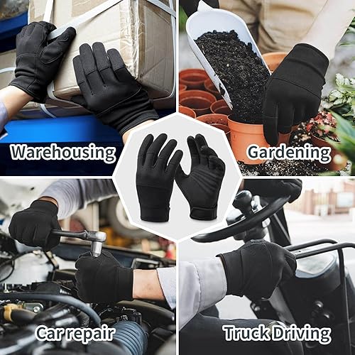 Miniatura 5 de OZERO Guantes de trabajo para hombres y mujeres guantes de mecánico para pantalla táctil, agarre firme, destreza, guantes ligeros para construcción