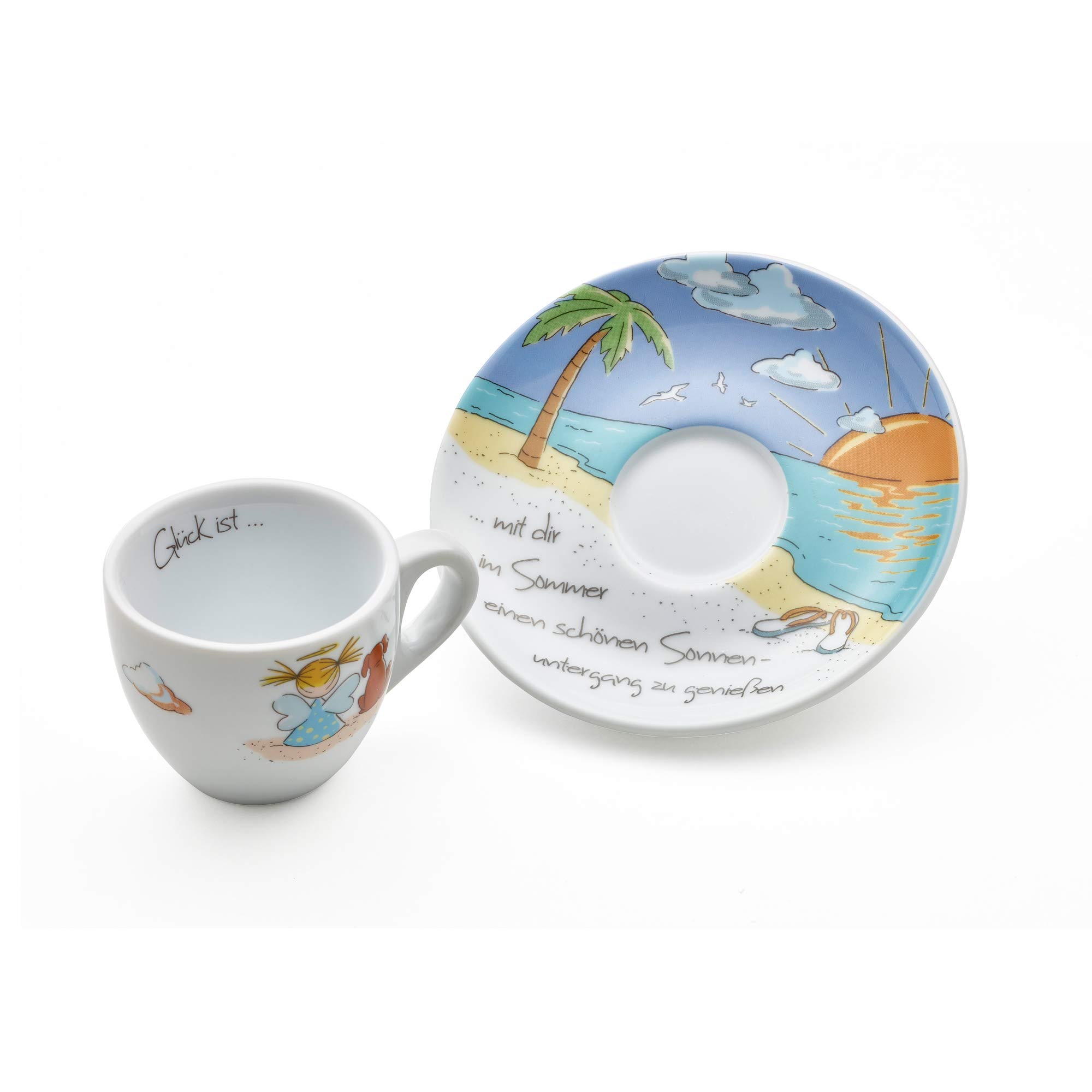 Set Di 4 Tazzine Da Caffè Con Piattini – Art Collection Quattro Stagioni – Porcellana Spessa – Regalo Elegante