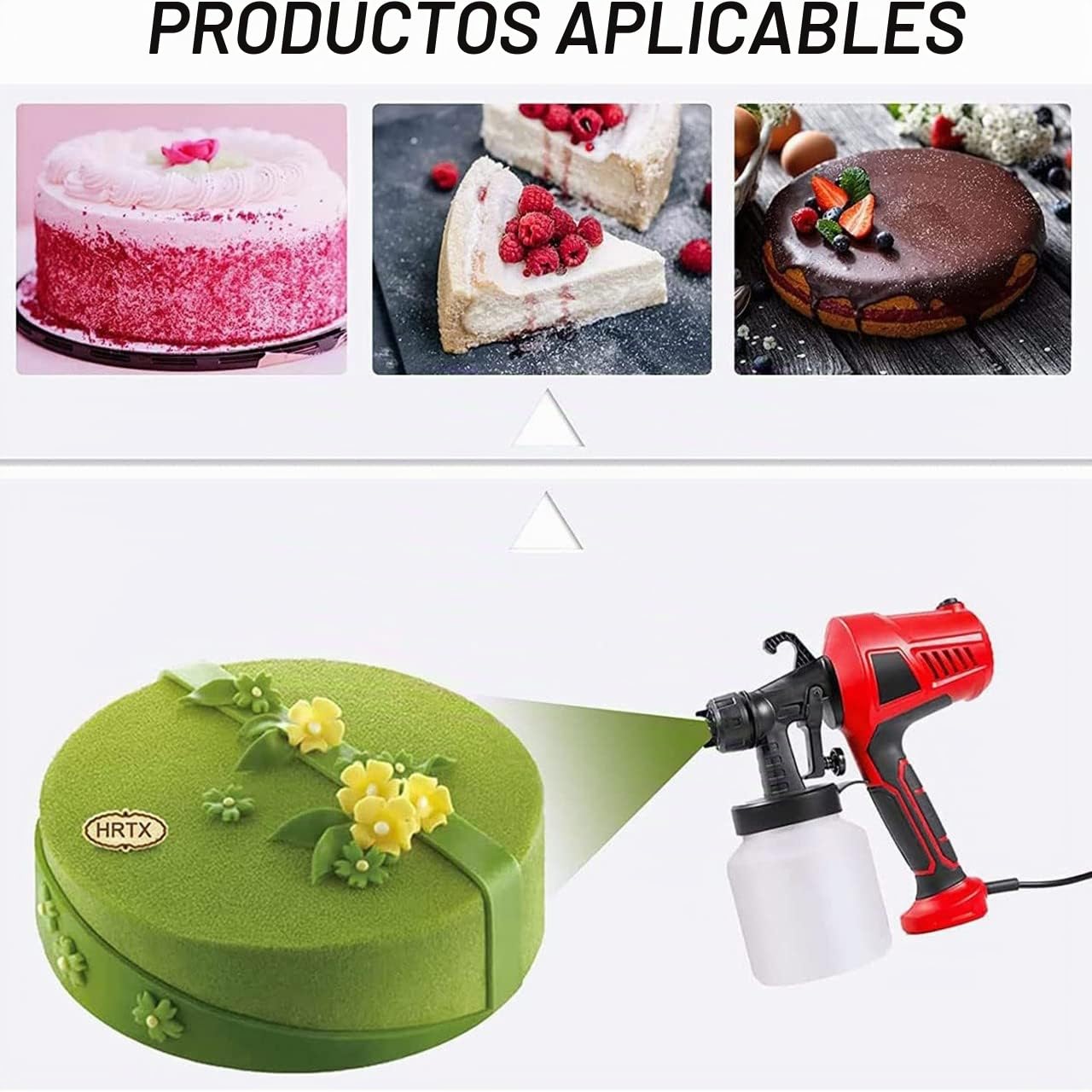 500W Pistola Rociadora de Chocolate para Postre, Pistola de Pulverizador de Pintura Eléctrico Extraíble de Gran Capacidad, Para Decoración de Pasteles, Chocolate o Muebles (800ml)