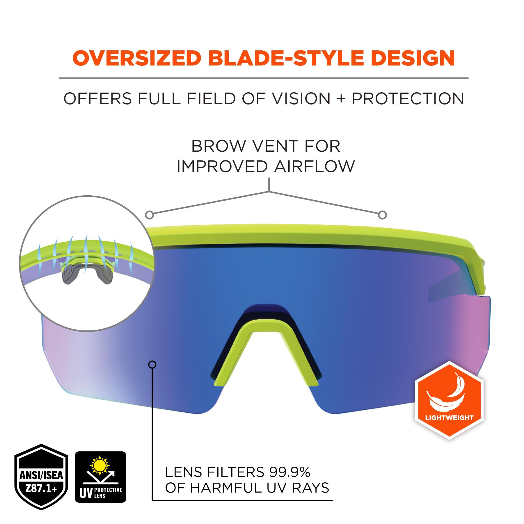 Ergodyne Skullerz Aegir Anti-scratch & Enhanced Anti-fog Safety Glasses, Sunglasses - Mirrored Lenses Gafas de seguridad antiarañazos y antivaho Unisex adulto (Pack de 1)