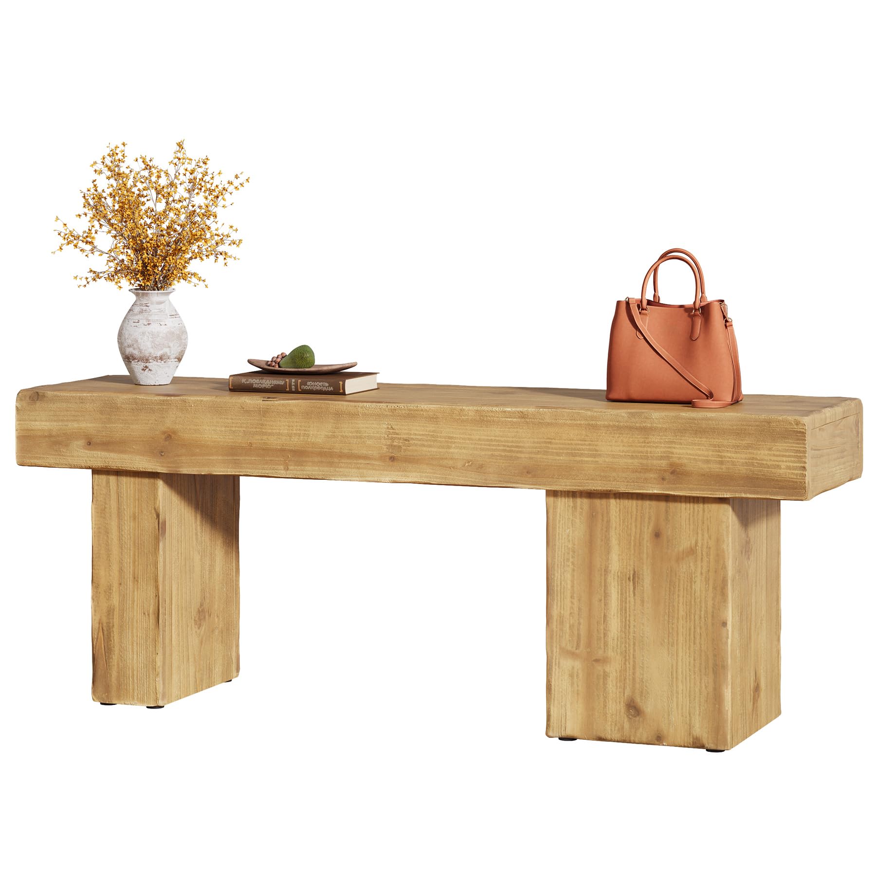 Banco de Madera Maciza de 120 cm – Banco rústico para Comedor, Banco de Entrada, Zapatos, Asiento para Sala de Estar, Dormitorio, Pasillo, Punta de Cama, Muebles Marrones