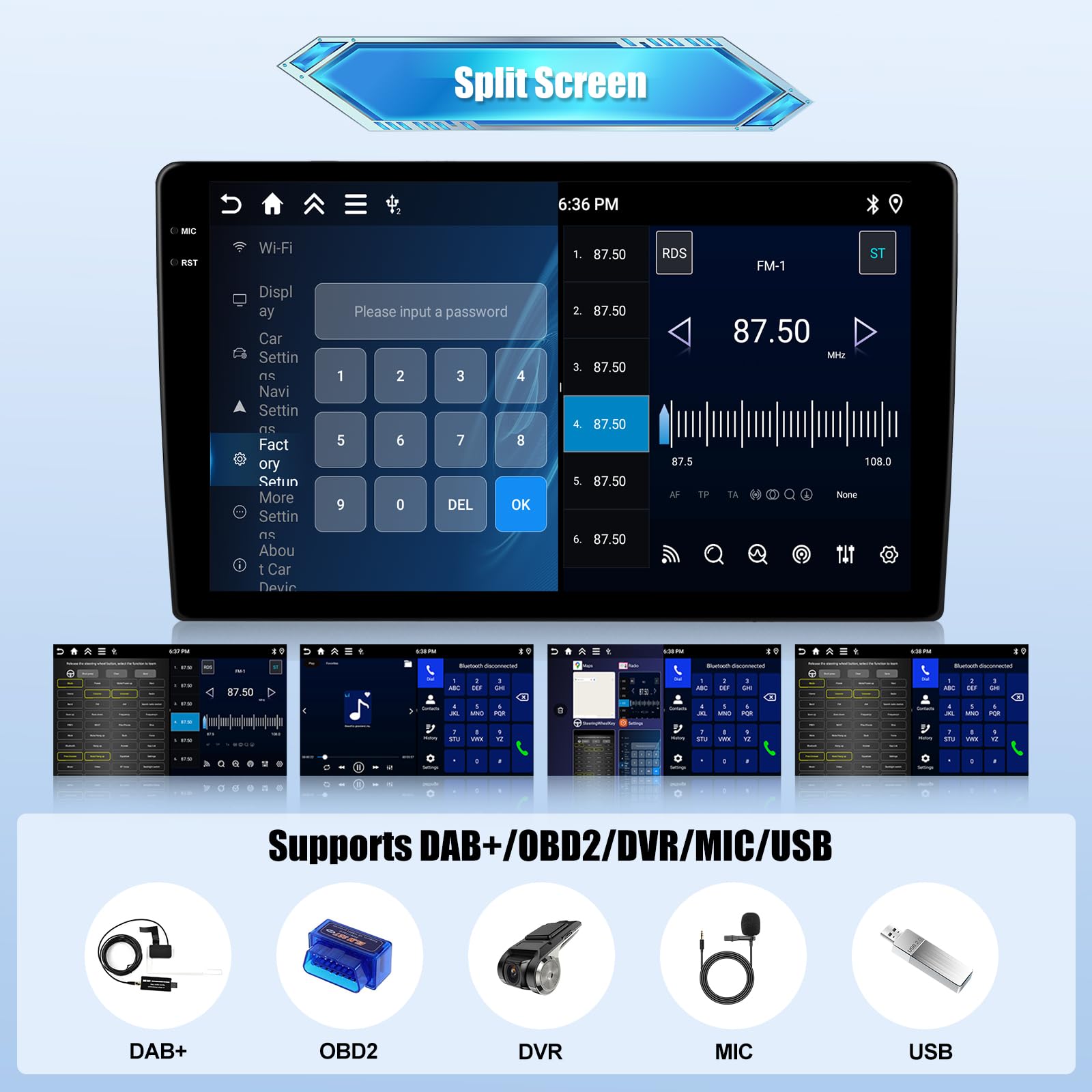 Android 15, 4G+128G CAMECHO Autoradio per FIAT Bravo 2008-2013 con Carplay Android Auto, 9 Pollici 2Din Stereo Auto Bluetooth con GPS WiFi FM/RDS EQ SWC Retrocamera&MIC, per FIAT Bravo 2008-2013