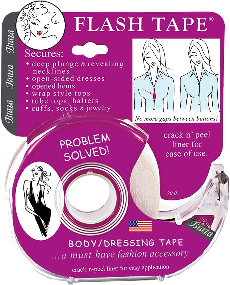 Braza Flash Tape - Double Sided Clothing Tape,Clear,20 ft roll