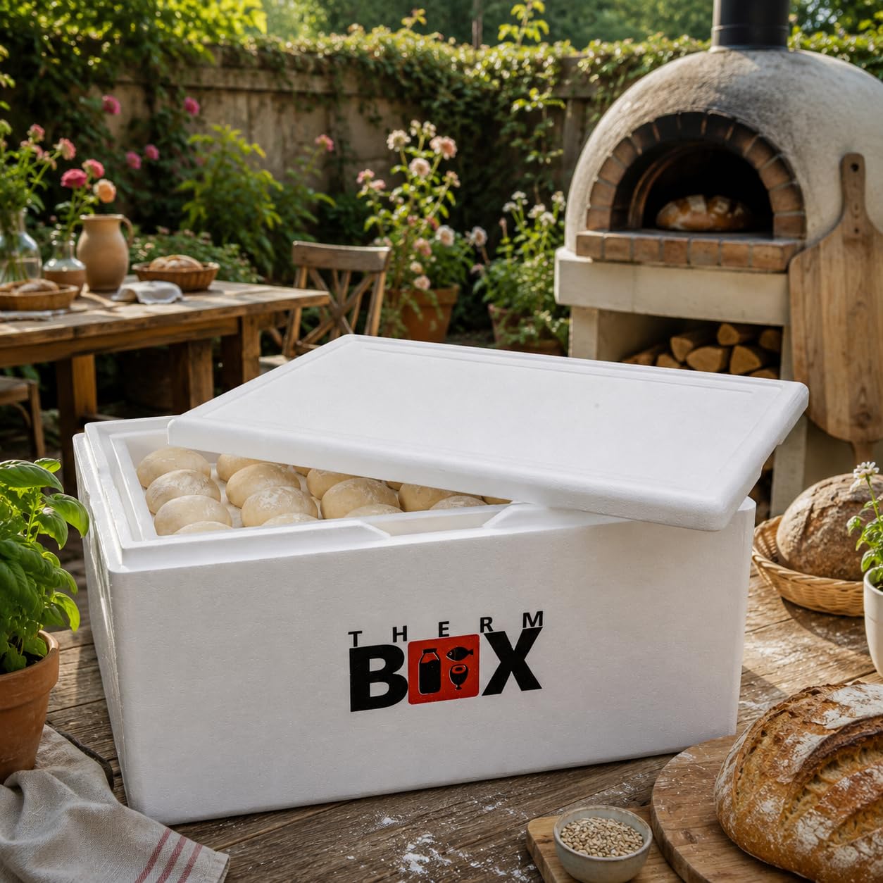 THERM BOX Contenitore per fermentazione da 80 W, in polistirolo, 80 litri, interno 62,5 x 44 x 30 cm, spessore parete 3 cm, contenitore termico, contenitore termico, contenitore termico riutilizzabile