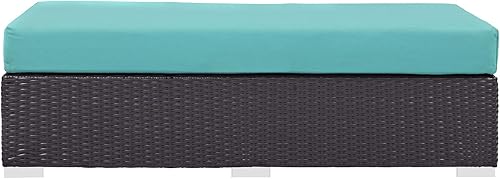 Vista 13 de Modway EEI-1911-EXP-ORA Convene - Muebles otomanos cuadrados de tela para patio, muebles de exterior, color naranja espresso Espresso Naranja