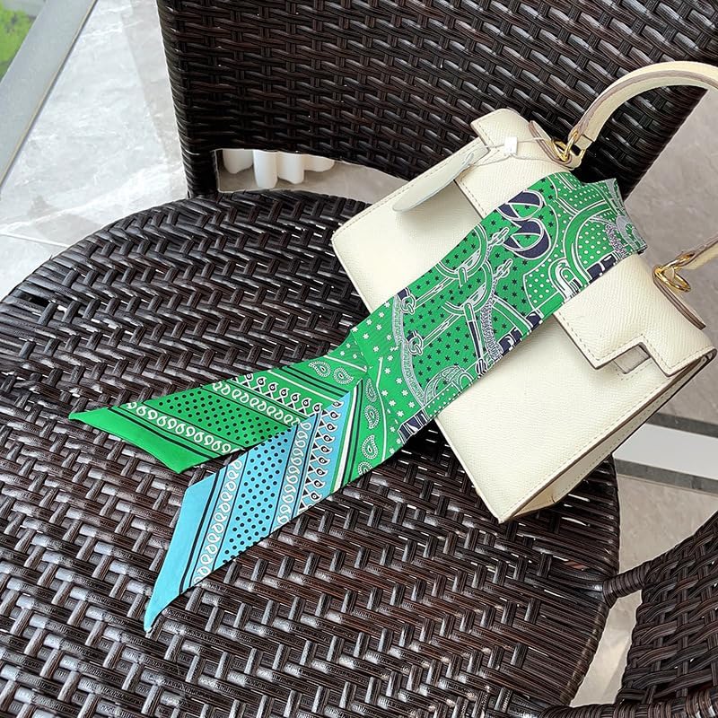 100% Mulberry Silk Scarf for Handbags,Bags, and Purses,1Pcs 2"x35" Hair Ribbon Skinny Neck Scarves for Women - Image 4