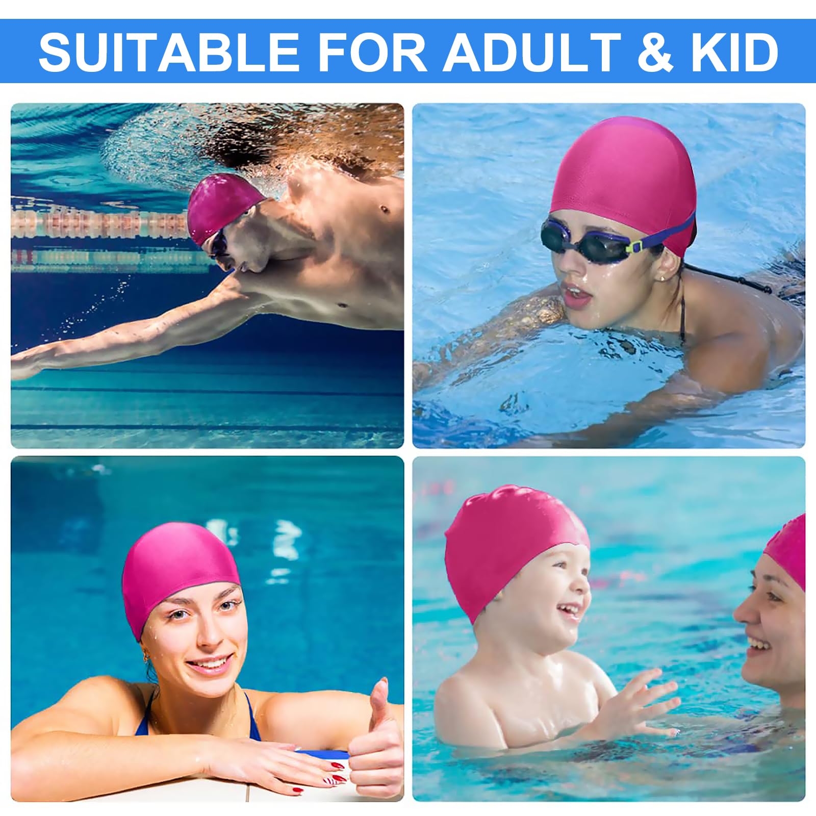 Gorro Piscina con Gafas de Natación Unisex Elástico Suave Multicolor