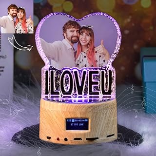 I Love U Photo Customization Night Light Personalized 3D Crystal Lamp Color Light Bluetooth Rotation Crystal Photo Frame Best Gift for Couple Love Women Men Wedding Valentine's Day GIF