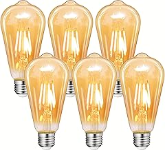 Tengyuan LED電球 フィラメント電球 e26 エジソン電球 40W形 電球 電球色 2700K 470lm 4W 全方向タイプ エジソンランプ ST64 アンバーガラス 金色 琥珀色 レトロ アンティーク 省エネ アップグレード 非調光タイプ PSE認証済 ペンダント シーリング スタンド フロアランプ適用 6個入り