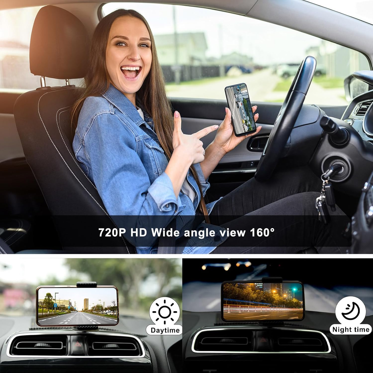 YEOIZO Wireless License Plate Backup Camera for Car/SUV - No Drilling WiFi HD 160° View, Waterproof Reverse/Rear View Camera with Real-Time Signal, Compatible iPhone/Android/iPad (Parking/Hitch Aid)