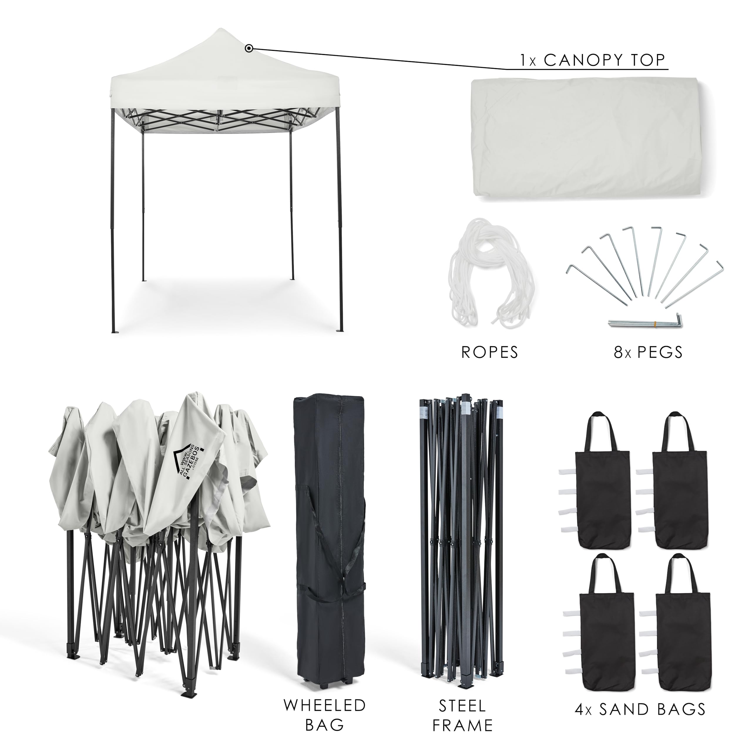 All Seasons Gazebos | Tonnelle Pliante 3x2m avec Pack d'Accessoires | Matériaux Robustes, Entièrement Imperméable et de Haute Qualité (Blanc)