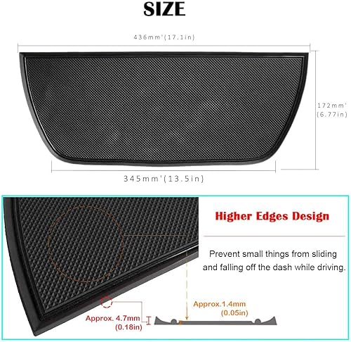 Miniatura 3 de Auovo Tapete de tablero para Ram Pickup 1500 2500 3500 2011-2018, accesorios interiores de automóvil, cubierta de almohadilla de goma suave (1