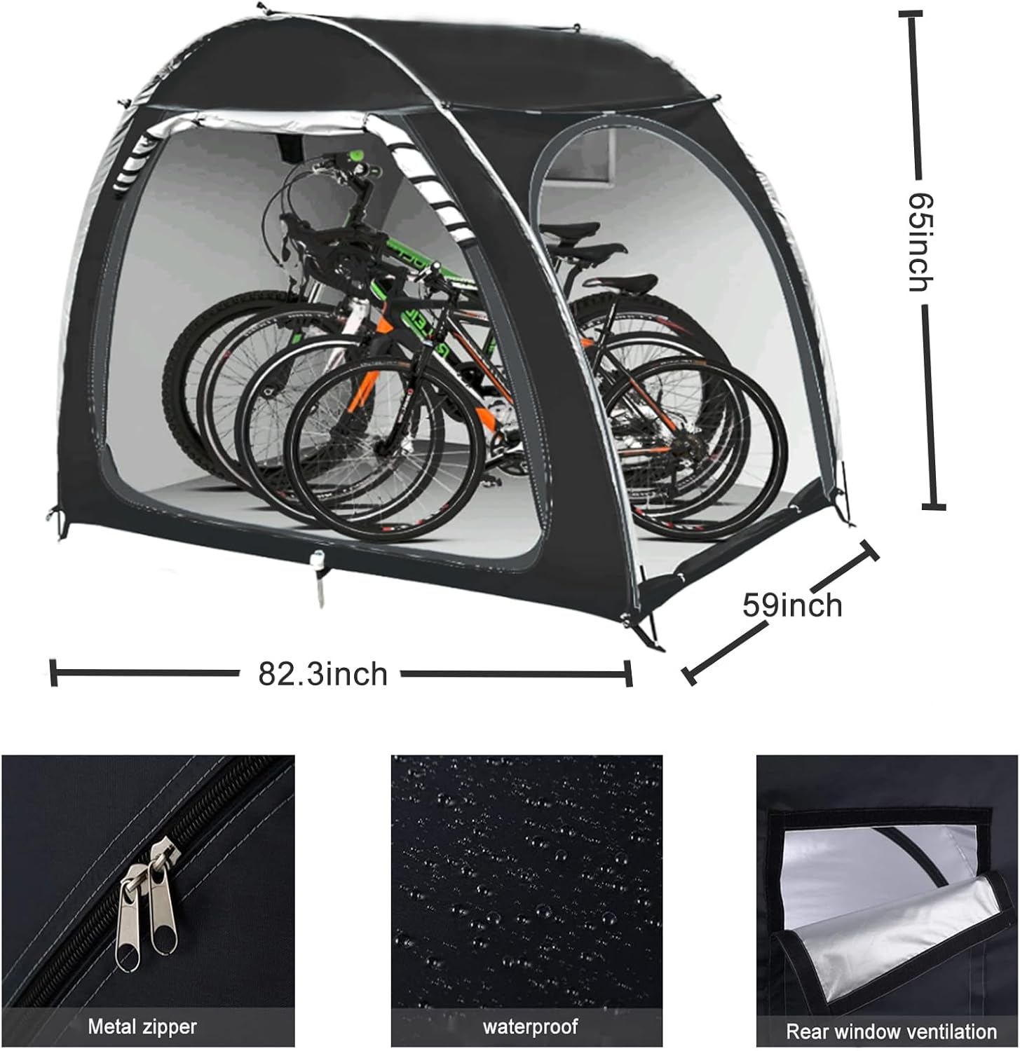 210D Oxford Bike Tent for Outdoor, Waterproof 2 Bikes Storage Shelter Shed, UV Resistant Bicycle Cover for Rain Sun Protection, Easy Setup for Garden for Bike,Motorcycle Shelter (78.7x33.5x65inch)