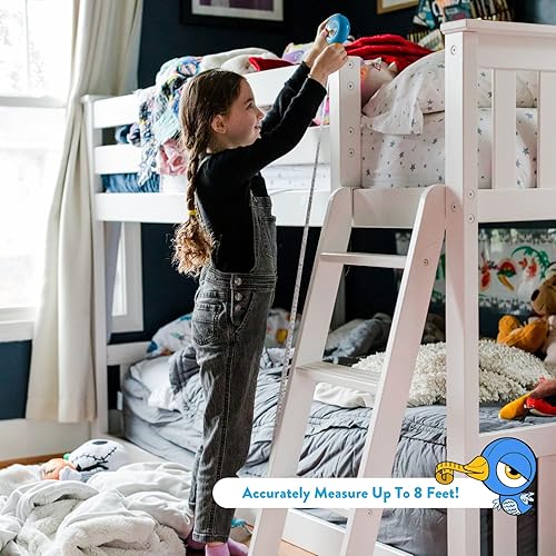 Miniatura 12 de Cinta métrica para niños con forma de animal de 8 pies, buscador de ángulo de nivel y transportador, divertida cinta métrica educativa para niños,