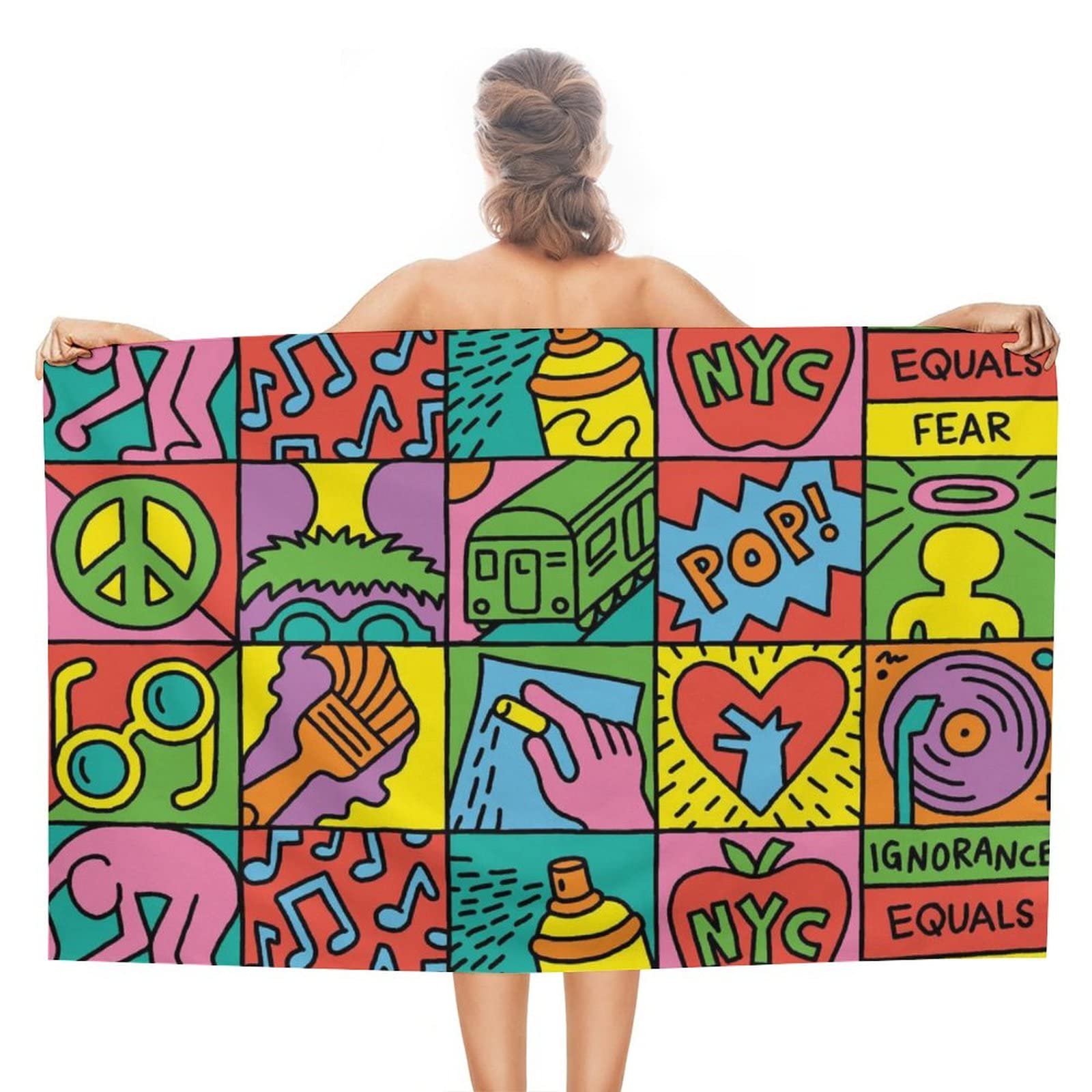Amazon｜Keith Haring Shower キース・ヘリング バスタオル 大判 薄手