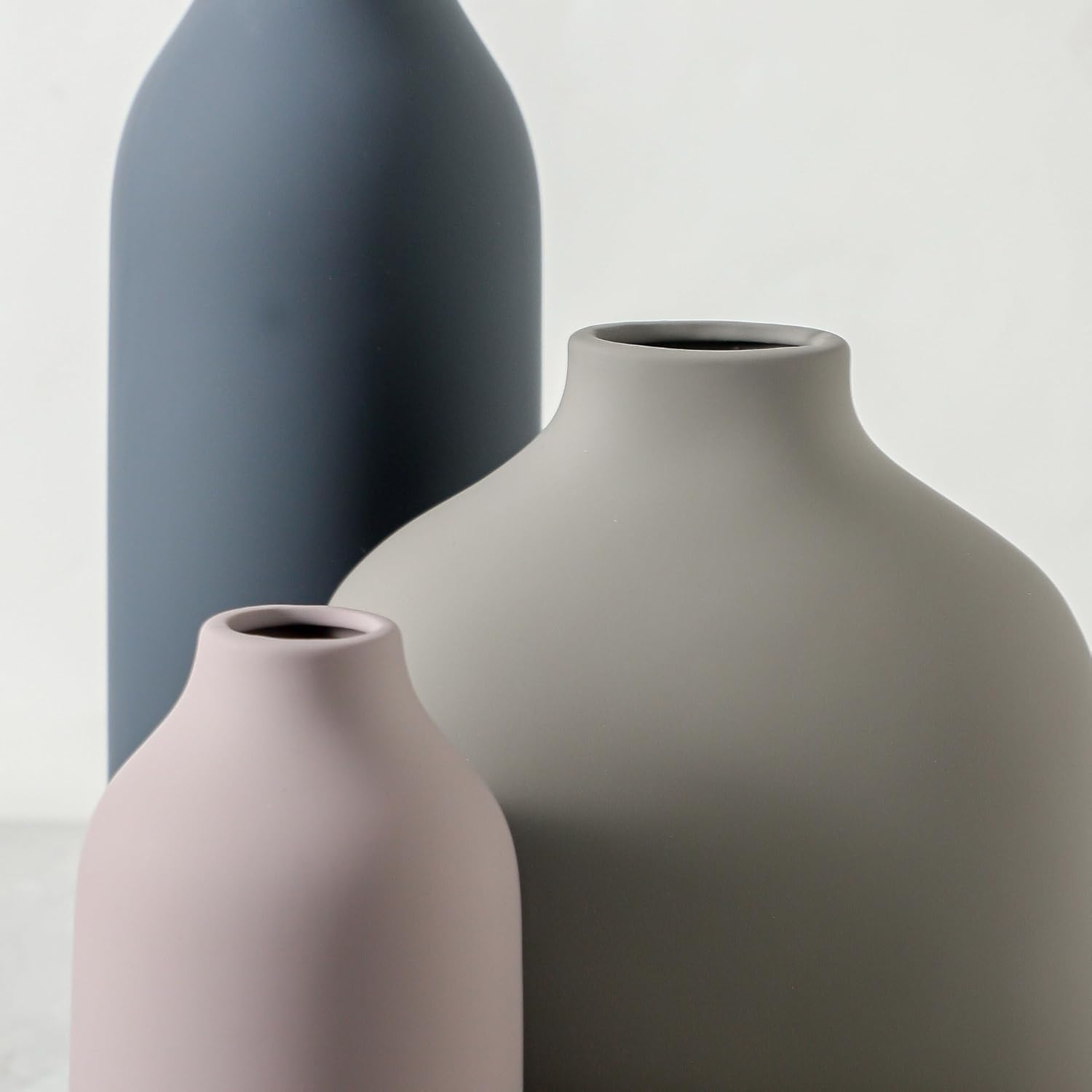 Ceramic Vase Set of 3,Flower Vase Home Decor,Modern Farmhouse Decor, Pampas Grass Dried Fresh Flowers,Bedroom,Living Room,Bookshelf Decoration, Centerpiece Table Boho Decor. - Image 2