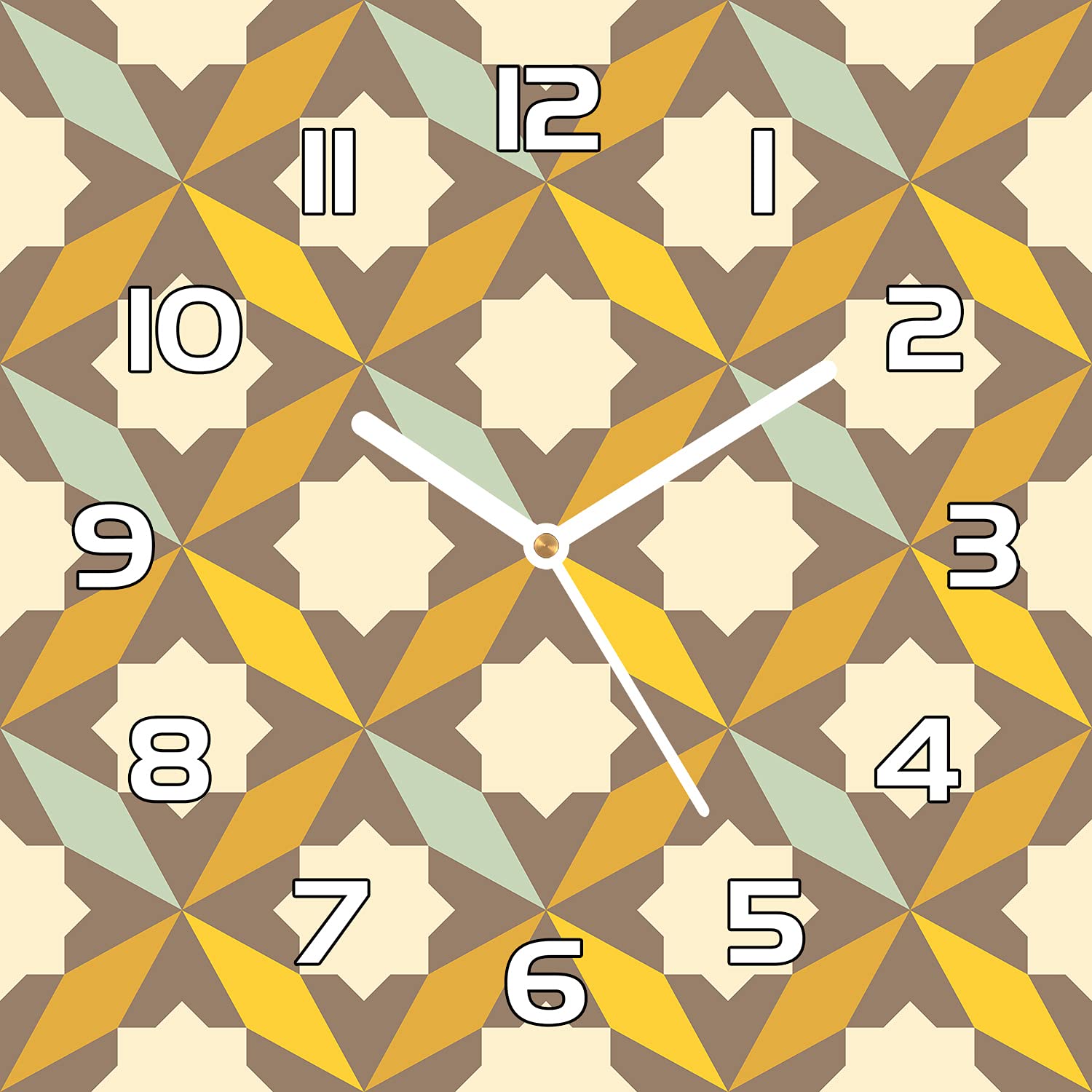 Horloge en verre 30x30 cm Coloray avec aiguilles noires au style abstrait rétro