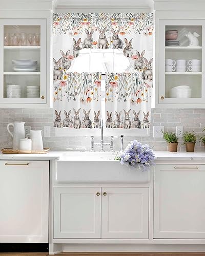 Miniatura 10 de BEMIGO Cenefa de cortina de Navidad con diseño de muñeco de nieve para ventana, cenefa de árbol de Navidad para cocina, baño, dormitorio, cenefa de