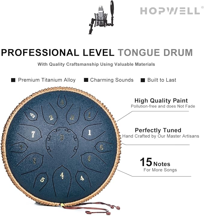 Steel Tongue Drum de 15 Notas 12 Pulgadas Azul Marino miniatura 3