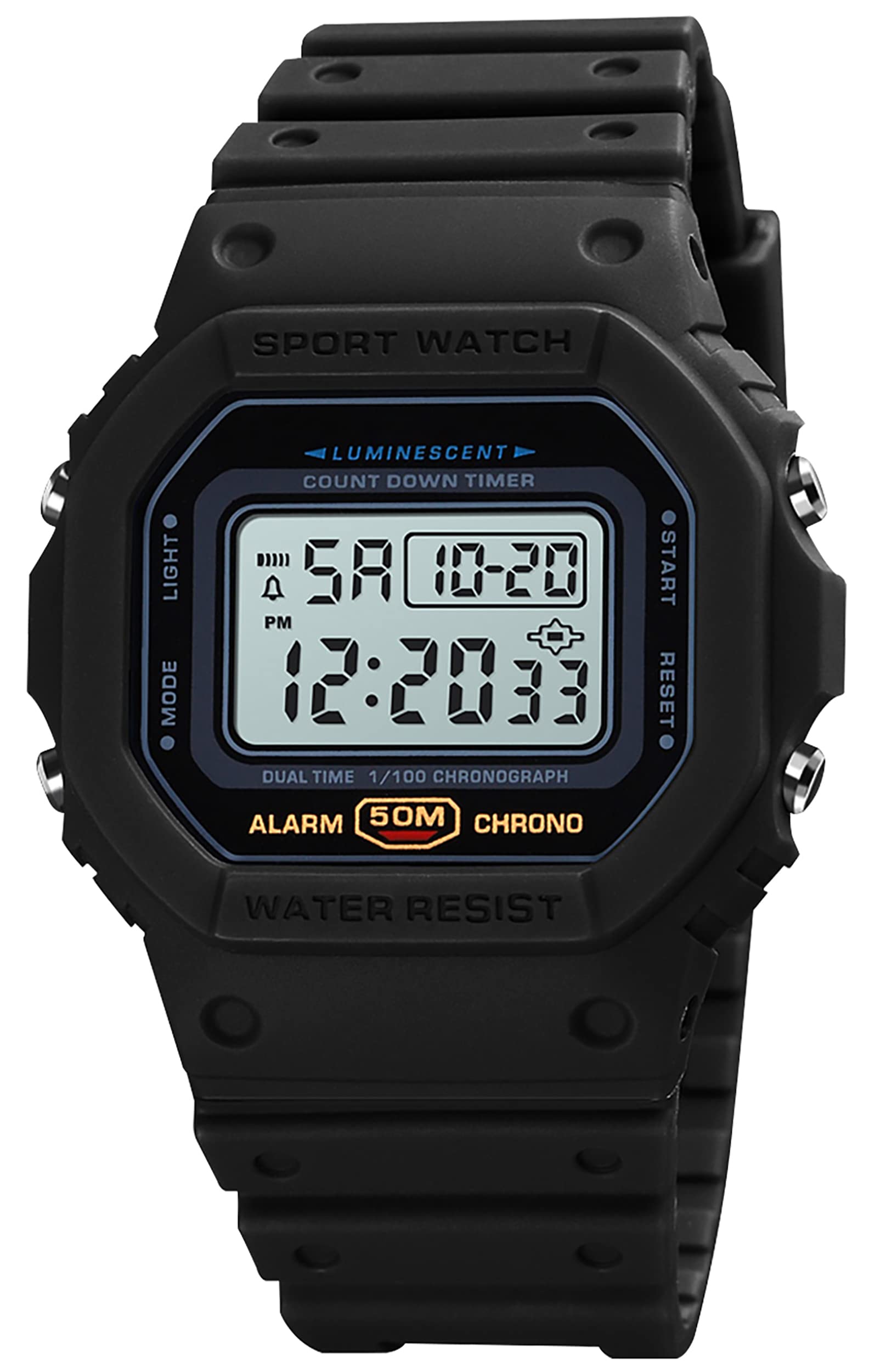 kieyeenoDigital Relojes para Hombre, Deporte Relojes de Pulsera 50M a Prueba de Agua de Cuarzo con Correa en Resina de Moda de Negocios