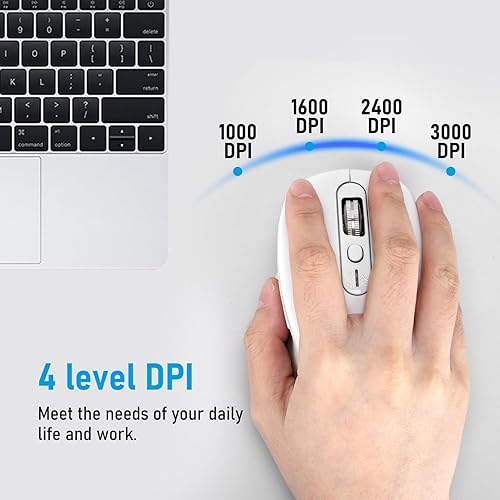 Miniatura 6 de Ratón Bluetooth inalámbrico multidispositivo, receptor USB de 2.4G y dos Bluetooth, ratones de navegación de 4 vías para computadora, laptop, PC,