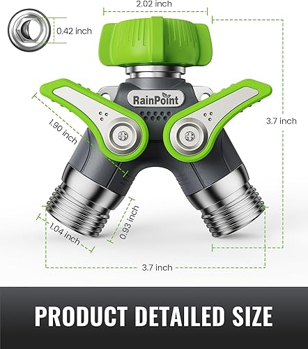 Miniatura 7 de RAINPOINT Divisor de manguera de jardín, divisor de espiga en Y de manguera de agua resistente de 2 vías con válvulas de cierre, divisor de grifo