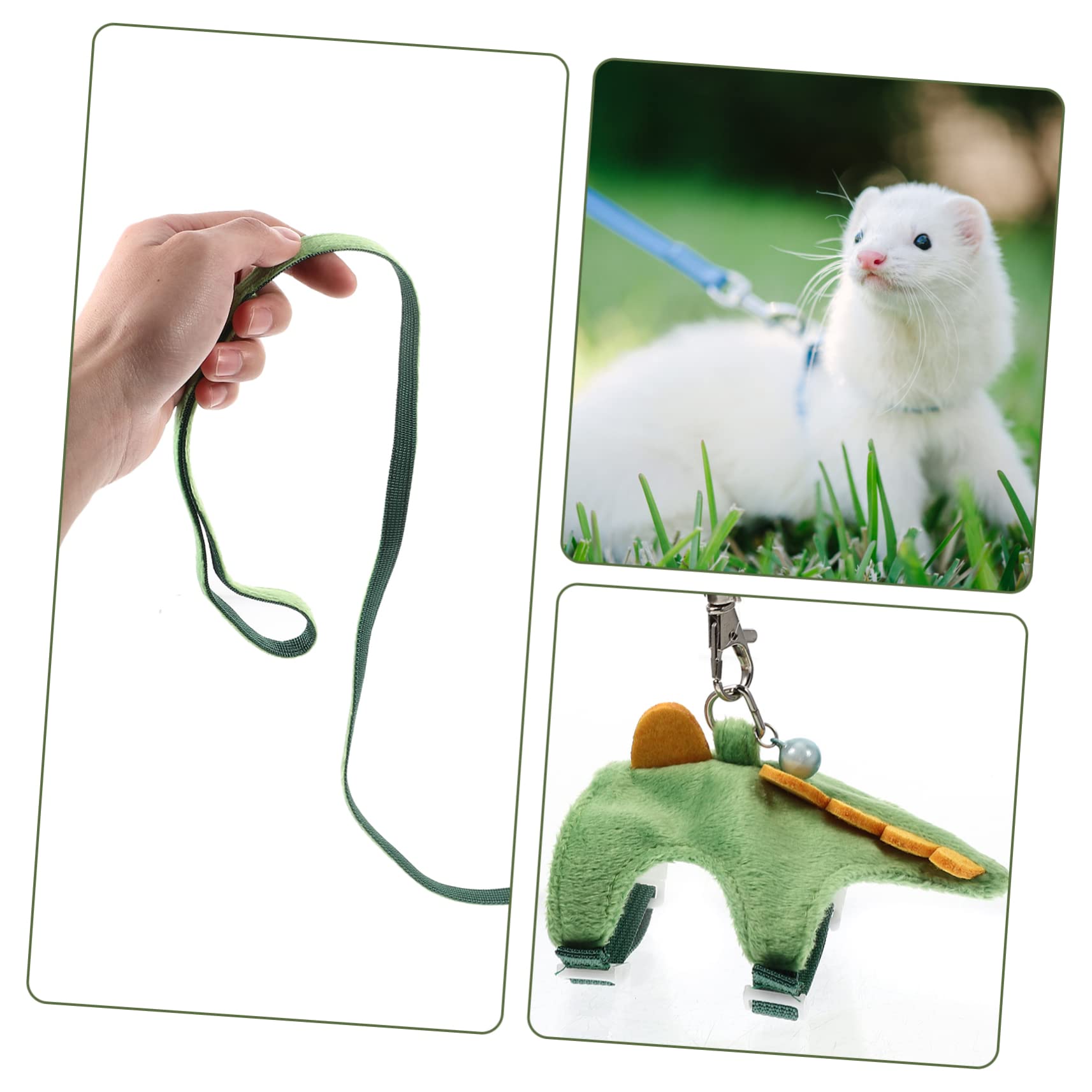 VANZACK 4pezzi Pettorina e Guinzaglio Regolabili Per Furetti Leggero e Traspirante Facile Da Indossare Per Passeggiate Con Animali Piccoli Design Comfort e Sicurezza