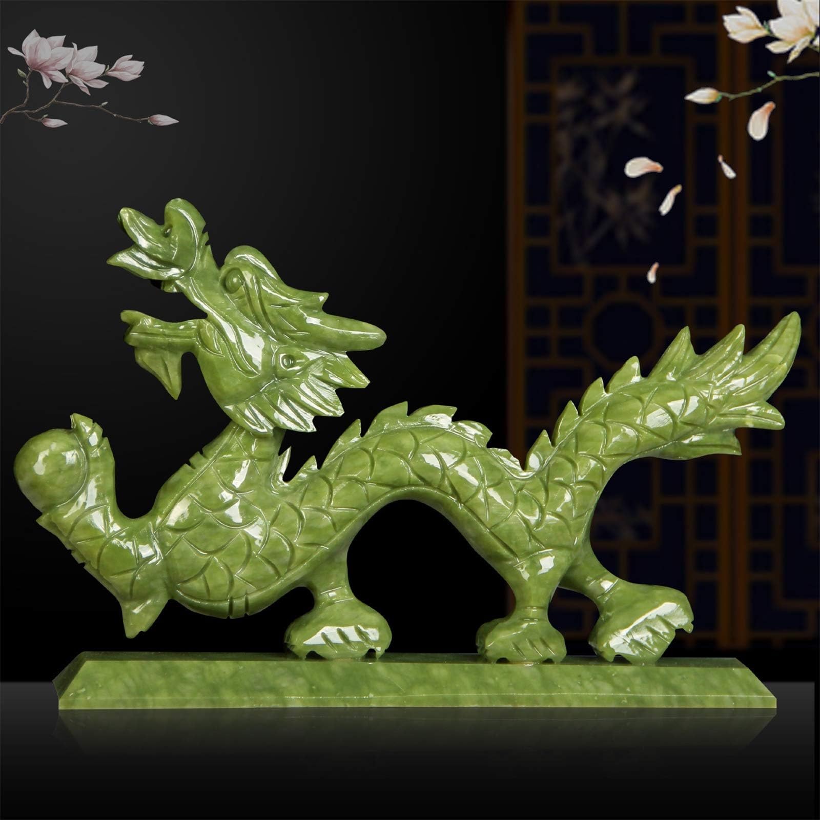 Kunststatue – Skulptur, Drachenstatuen Als Heimdekoration, Chinesisches Feng Shui, Natürlicher Jade, Drachenfiguren Und -skulpturen Und Sammlerstücke, Symbol Für Wohlstand, Glück Und Erfolg(A,L50cm)