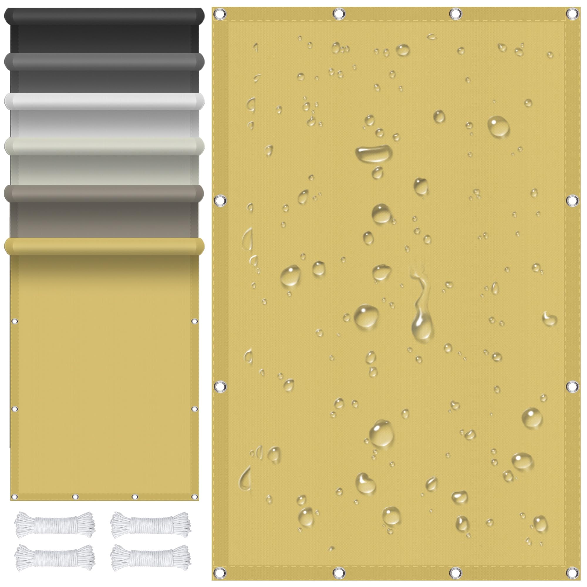 GAIJUAN Sonnensegel 1,8x1,8 M – 95% UV-Schutz, Polyester, Cremefarben, Inkl. Befestigungsseile