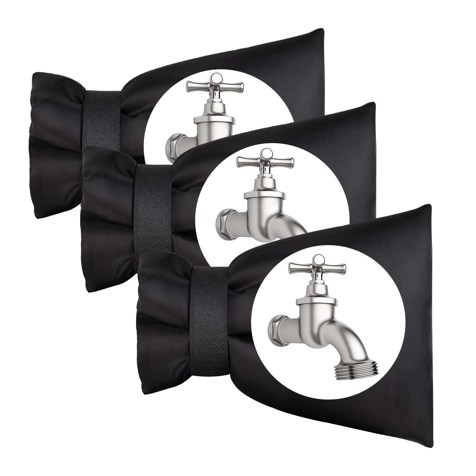 3PCS Outdoor Faucet Covers for Winter 8.2" H x 6.4" W, Super Affordable Upgraded Thickened Cotton Hose Bib Covers for Winter, Waterproof Outside Tap Cover Winter Freeze Protection Spigot Tap Cover
